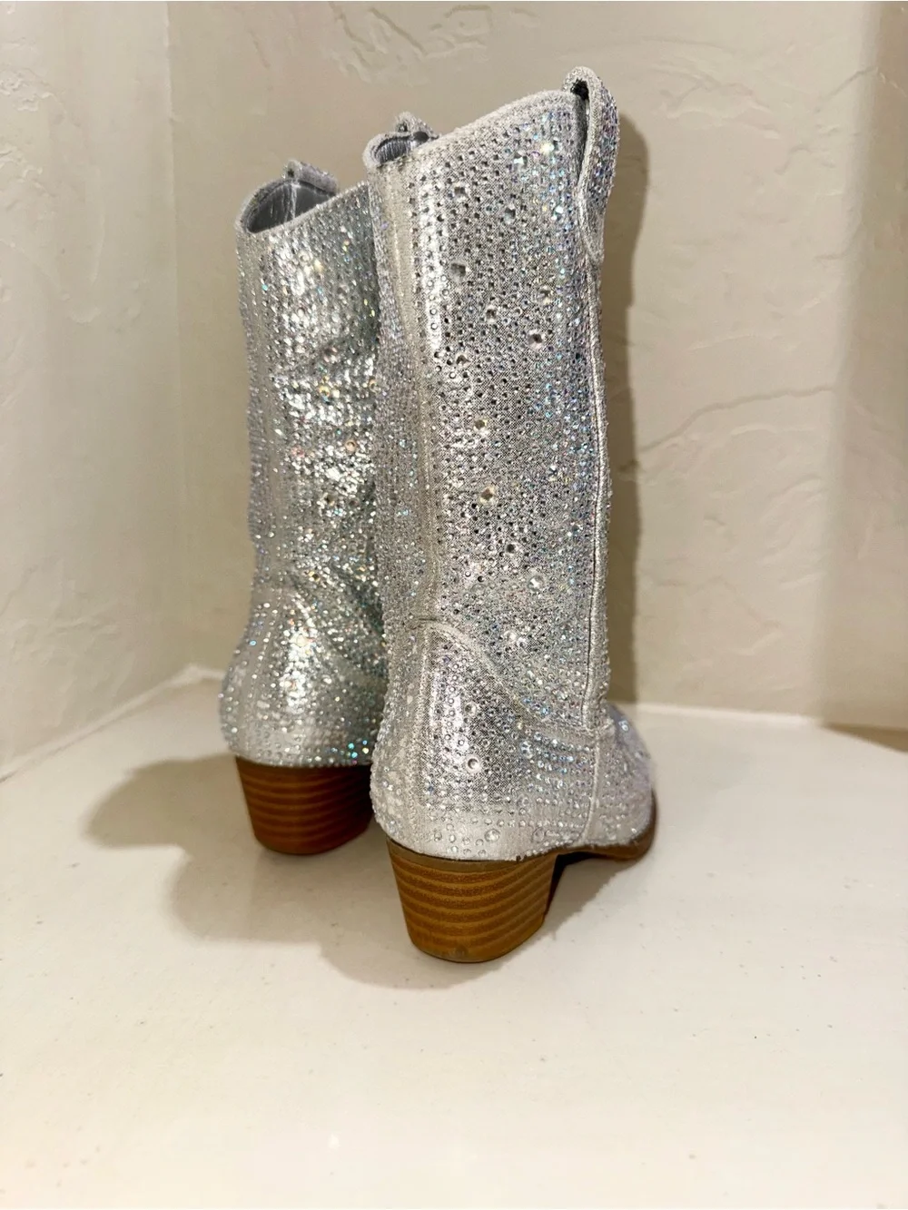 Fully Covered Silver Rhinestone Cowgirl Boots